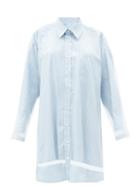 Matchesfashion.com Maison Margiela - Organza-overlay Striped Shirt Dress - Womens - Blue Stripe