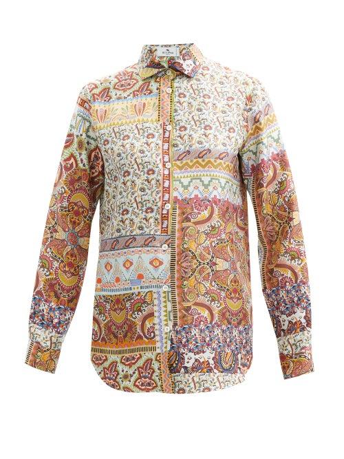 Etro - Paisley-print Silk Shirt - Womens - Blue Print