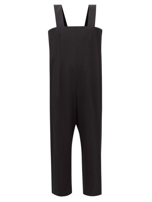 Comme Des Garons Comme Des Garons - Square-neck Wool-gabardine Dungarees - Womens - Black