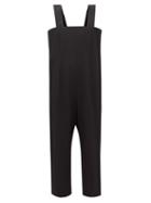 Comme Des Garons Comme Des Garons - Square-neck Wool-gabardine Dungarees - Womens - Black