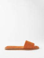 Brunello Cucinelli - Square-toe Suede Slides - Womens - Orange
