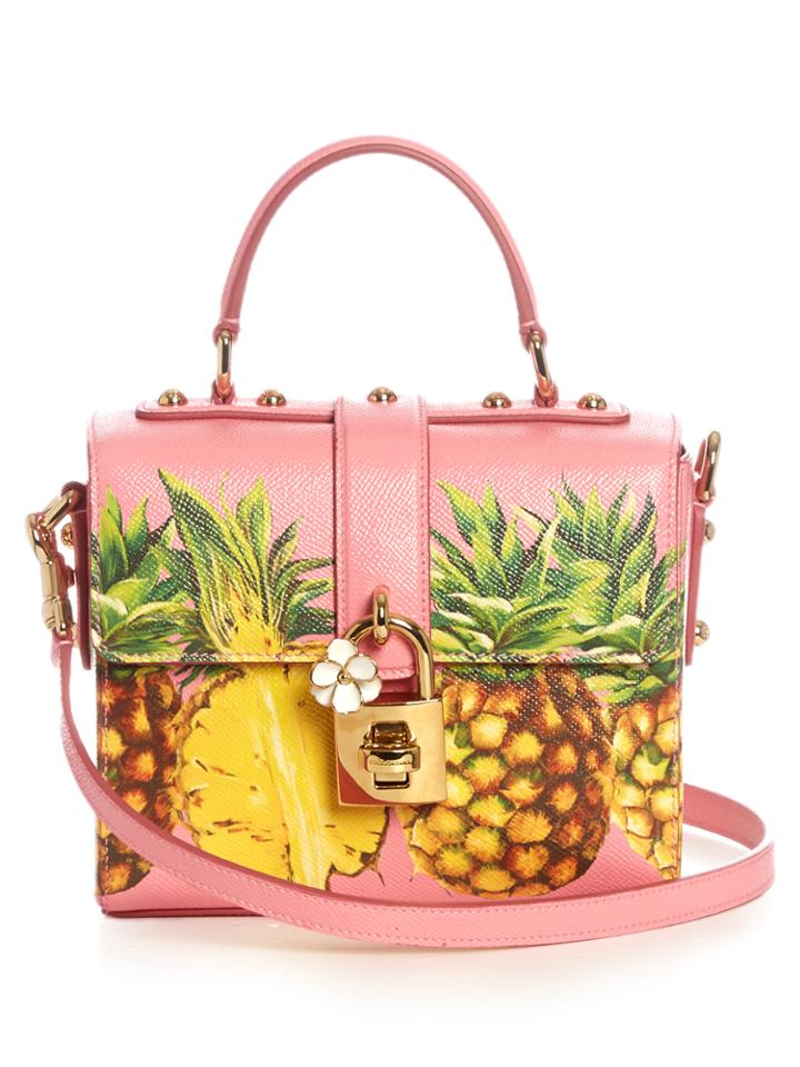 Dolce & Gabbana Dolce Box Pineapple-print Leather Bag