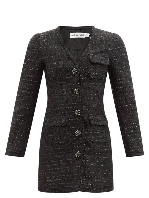 Self-portrait - Boucl Mini Dress - Womens - Black