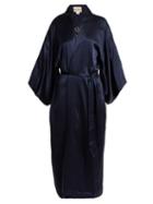 Matchesfashion.com Chufy - Embroidered Silk Kimono Jacket - Womens - Navy