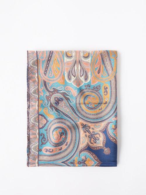 Etro - Delhy Paisley-print Wool-blend Scarf - Womens - Blue Pink