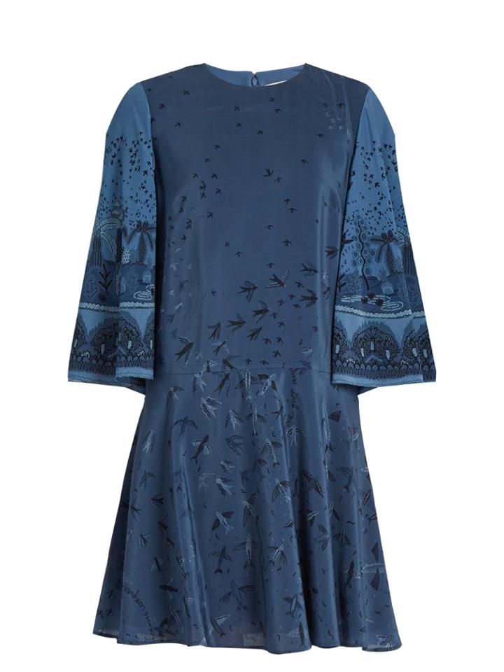 Valentino Swallow Metamorphosis-print Silk Mini Dress