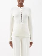 Chlo - Lace-inset Ribbed Wool Sweater - Womens - White