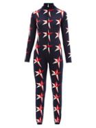 Matchesfashion.com Perfect Moment - Star-intarsia Merino-wool Jumpsuit - Womens - Navy Print