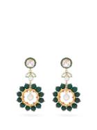 Matchesfashion.com Erdem - Crystal-embellished Drop Earrings - Womens - Green Multi