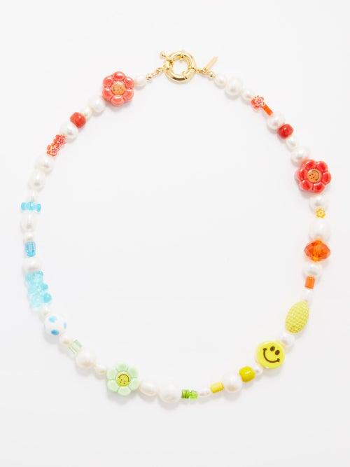 Liou - Lirio Pearl, Ceramic & 14kt Gold-plated Necklace - Mens - Multi