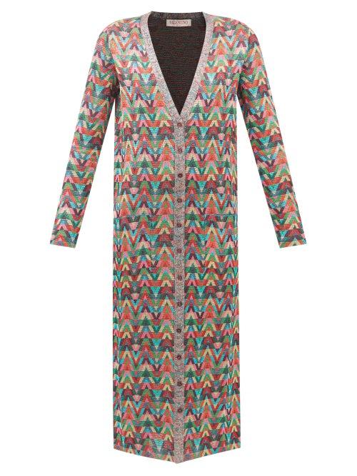 Valentino - Optical Valentino-jacquard Lam-jersey Dress - Womens - Multi