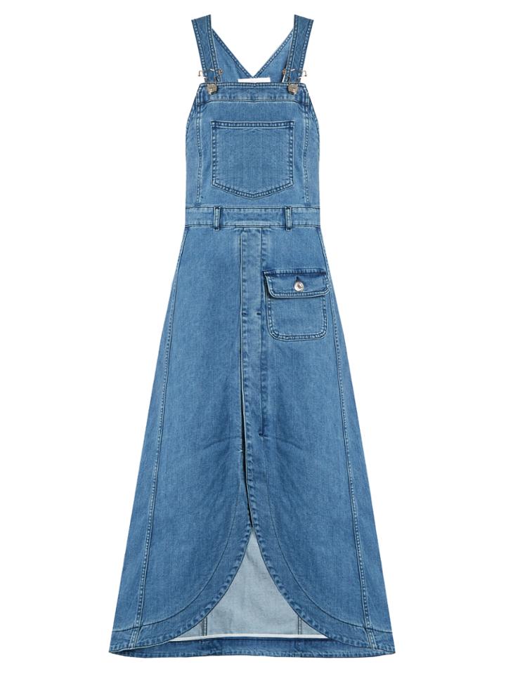 See By Chloé Curved-hem Denim Apron Dress
