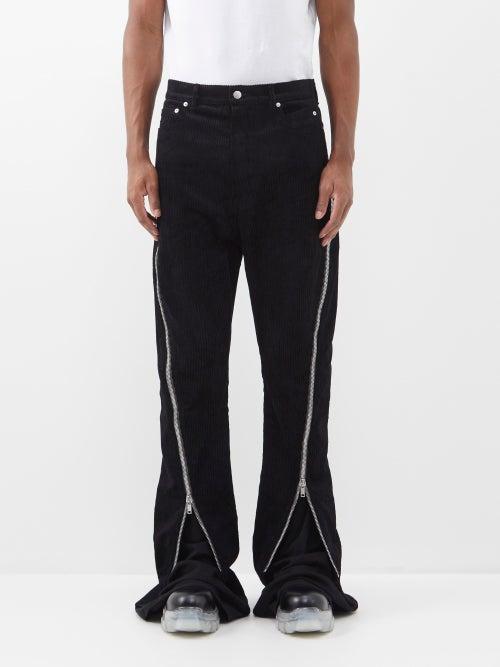 Rick Owens - Bolan Zip-embellished Cotton-corduroy Trousers - Mens - Black