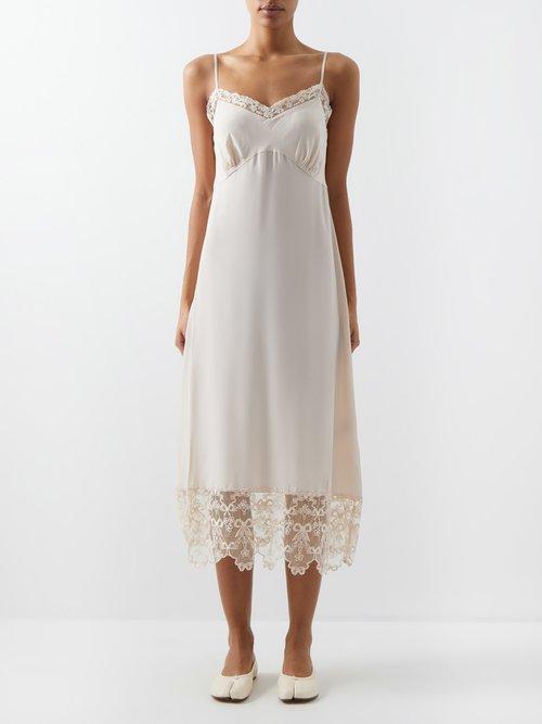 Simone Rocha - Lace-embroidered Crepe De-chine Dress - Womens - Nude