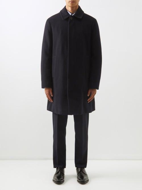Giorgio Armani - Single-breasted Wool-blend Overcoat - Mens - Navy