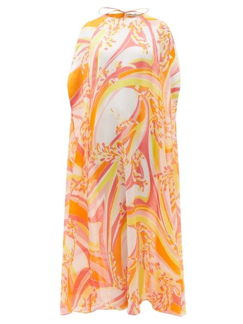 Matchesfashion.com Emilio Pucci - Lilly-print Silk-georgette Maxi Cape Dress - Womens - Multi
