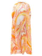 Matchesfashion.com Emilio Pucci - Lilly-print Silk-georgette Maxi Cape Dress - Womens - Multi
