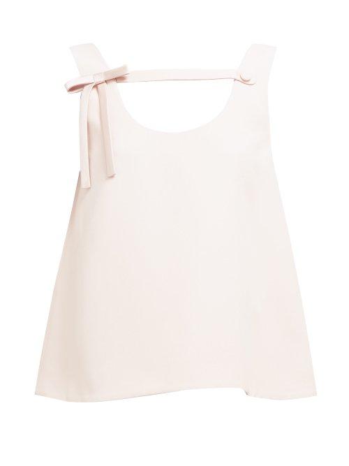 Matchesfashion.com Prada - Bow Strap Crepe Blouse - Womens - Light Pink