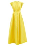 Carolina Herrera - Pleated-waist Silk-faille Gown - Womens - Yellow