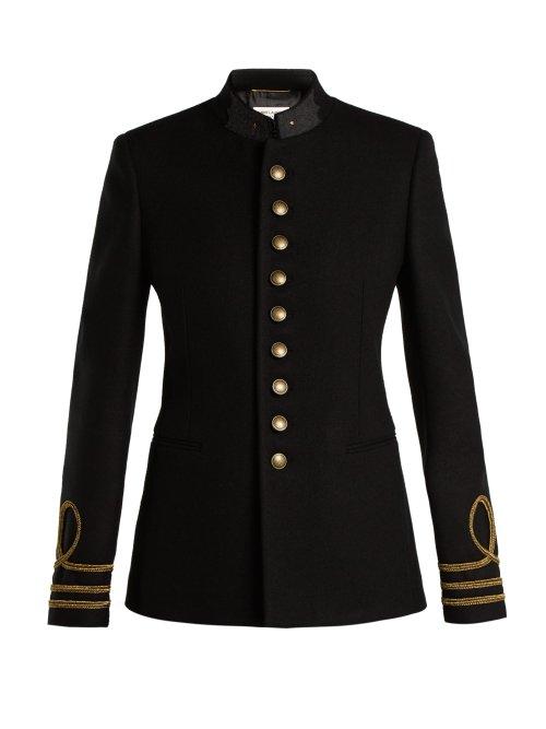 Matchesfashion.com Saint Laurent - Single Breasted Wool Coat - Womens - Black