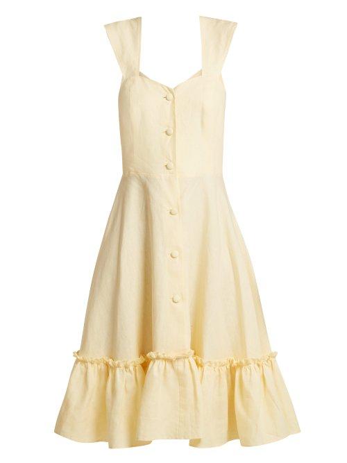 Matchesfashion.com Gioia Bini - Camilla Ruffle Trimmed Dress - Womens - Yellow