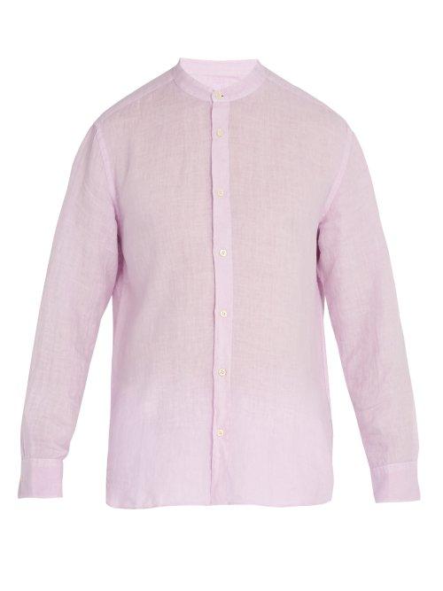 Matchesfashion.com 120% Lino - Long Sleeved Linen Shirt - Mens - Pink