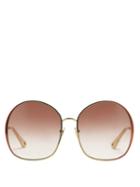 Matchesfashion.com Chlo - Irene Oversized Round Metal Sunglasses - Womens - Brown