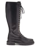 Matchesfashion.com Aquazzura - Combat Lace-up Leather Knee-high Boots - Womens - Black
