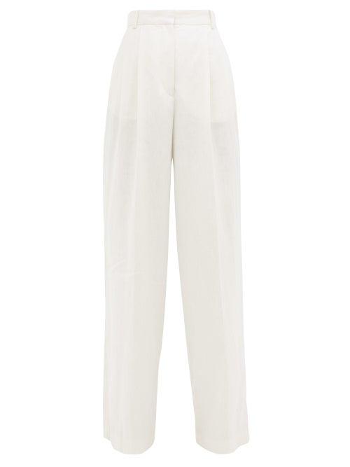 Matchesfashion.com Joseph - Benton High-rise Linen-blend Wide-leg Trousers - Womens - Ivory
