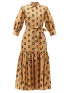 Matchesfashion.com Borgo De Nor - Estelle Floral-print Cotton-poplin Midi Dress - Womens - Beige Print