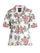 House Of Holland Floral-print Short-sleeved Denim Shirt