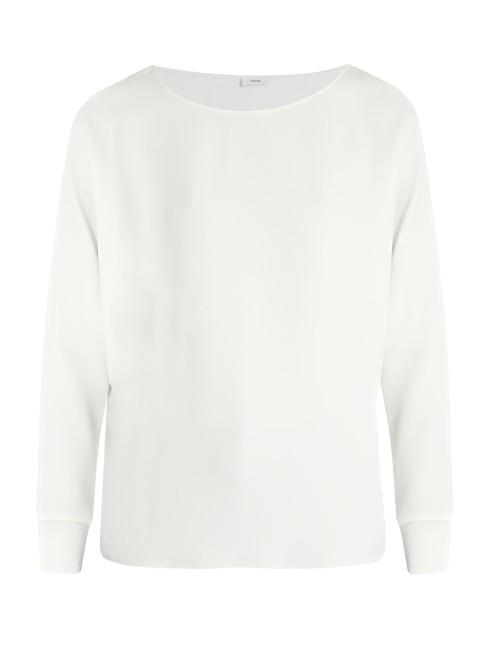 Vince Ribbed-cuff Crepe Top