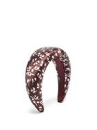 Matchesfashion.com Ganni - Padded Floral-print Satin Headband - Womens - Brown