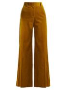 Matchesfashion.com Bella Freud - Bianca Wide Leg Cotton Corduroy Trousers - Womens - Dark Yellow