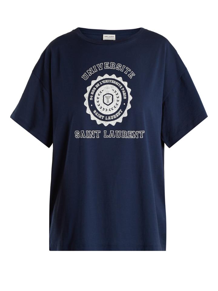 Saint Laurent Universit-logo Print Cotton T-shirt