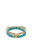 Matchesfashion.com Elise Tsikis - Shell, Bead And Cord Bracelet Set - Womens - Blue