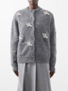 Burberry - Crystal Horse-embellished Wool-blend Cardigan - Womens - Grey