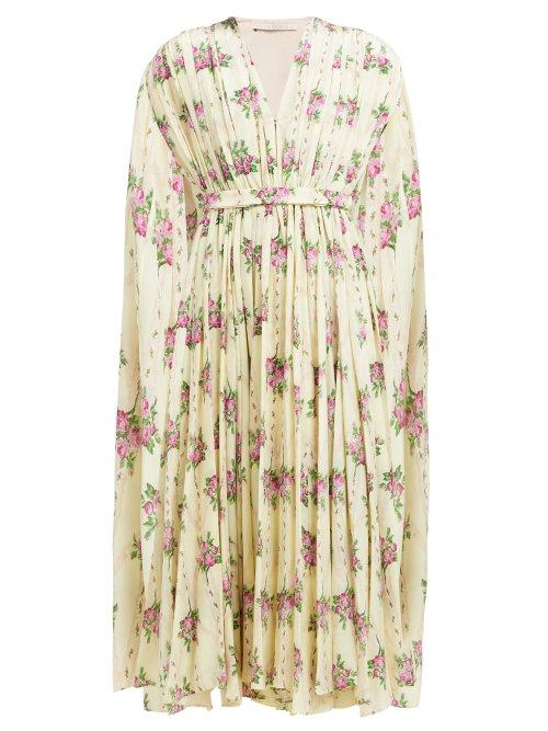 Matchesfashion.com Emilia Wickstead - Leona Sardegana Rosewood Print Silk Dress - Womens - Yellow Multi