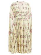 Matchesfashion.com Emilia Wickstead - Leona Sardegana Rosewood Print Silk Dress - Womens - Yellow Multi
