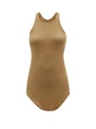 Rick Owens - Curved-hem Ribbed Cotton-jersey Tank Top - Womens - Beige