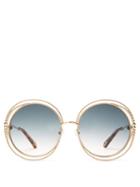 Matchesfashion.com Chlo - Carlina Chain Frame Oversized Round Sunglasses - Womens - Dark Green