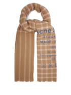 Matchesfashion.com Acne Studios - Cassiar Logo Print Check Wool Scarf - Womens - Beige