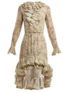 Giambattista Valli Floral-print Ruffle Silk Dress