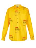 Matchesfashion.com Off-white - Logo Print Poplin Shirt - Mens - Yellow