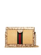 Matchesfashion.com Gucci - Ophidia Small Watersnake Trim Woven Bag - Womens - Beige Multi