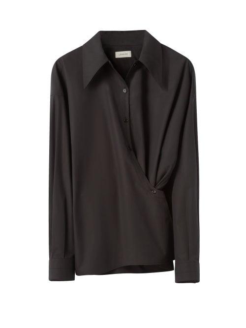 Lemaire - Asymmetric Poplin Shirt - Womens - Black