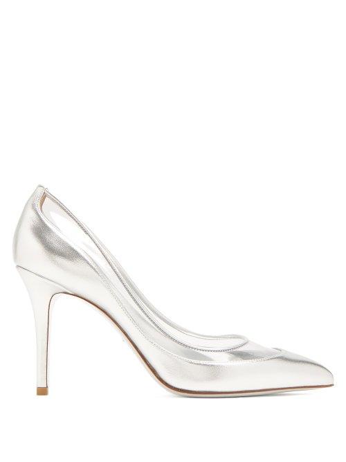 Matchesfashion.com Valentino - Glassglow Leather And Plexiglas Pumps - Womens - Silver