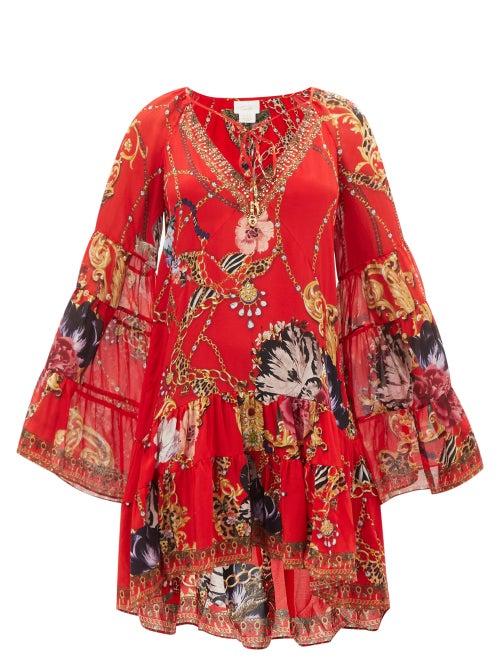 Camilla - Prima Donna Printed Silk-georgette Mini Dress - Womens - Red Print