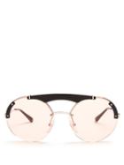 Matchesfashion.com Prada Eyewear - Aviator Metal Sunglasses - Womens - Black Pink