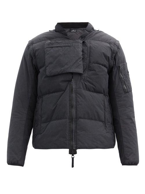 Matchesfashion.com Stone Island Shadow Project - Removable-sleeves Cotton-blend Down Jacket - Mens - Black